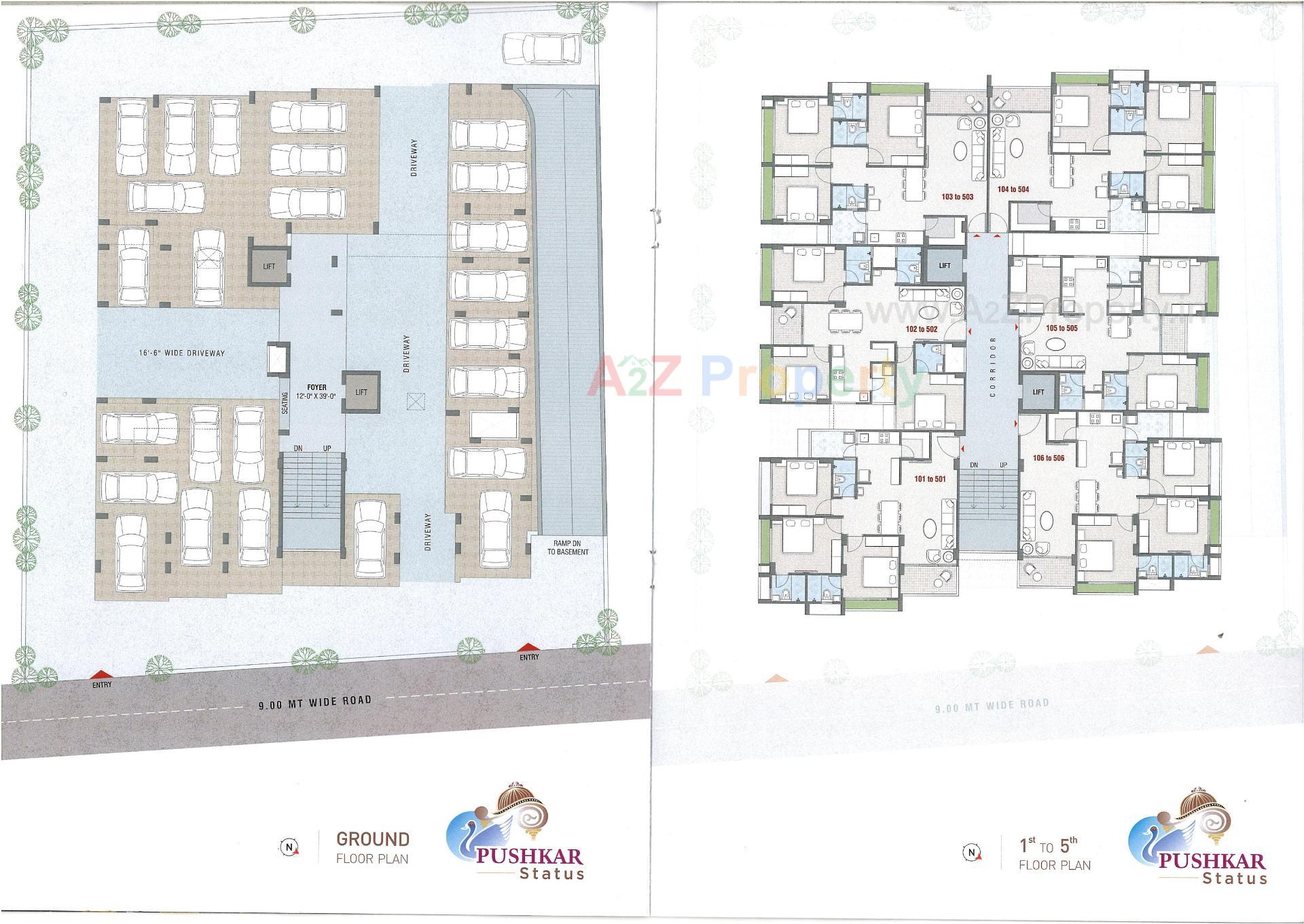 Layout of real estate project Pushkar Status located at Isanpur, Ahmedabad, Gujarat