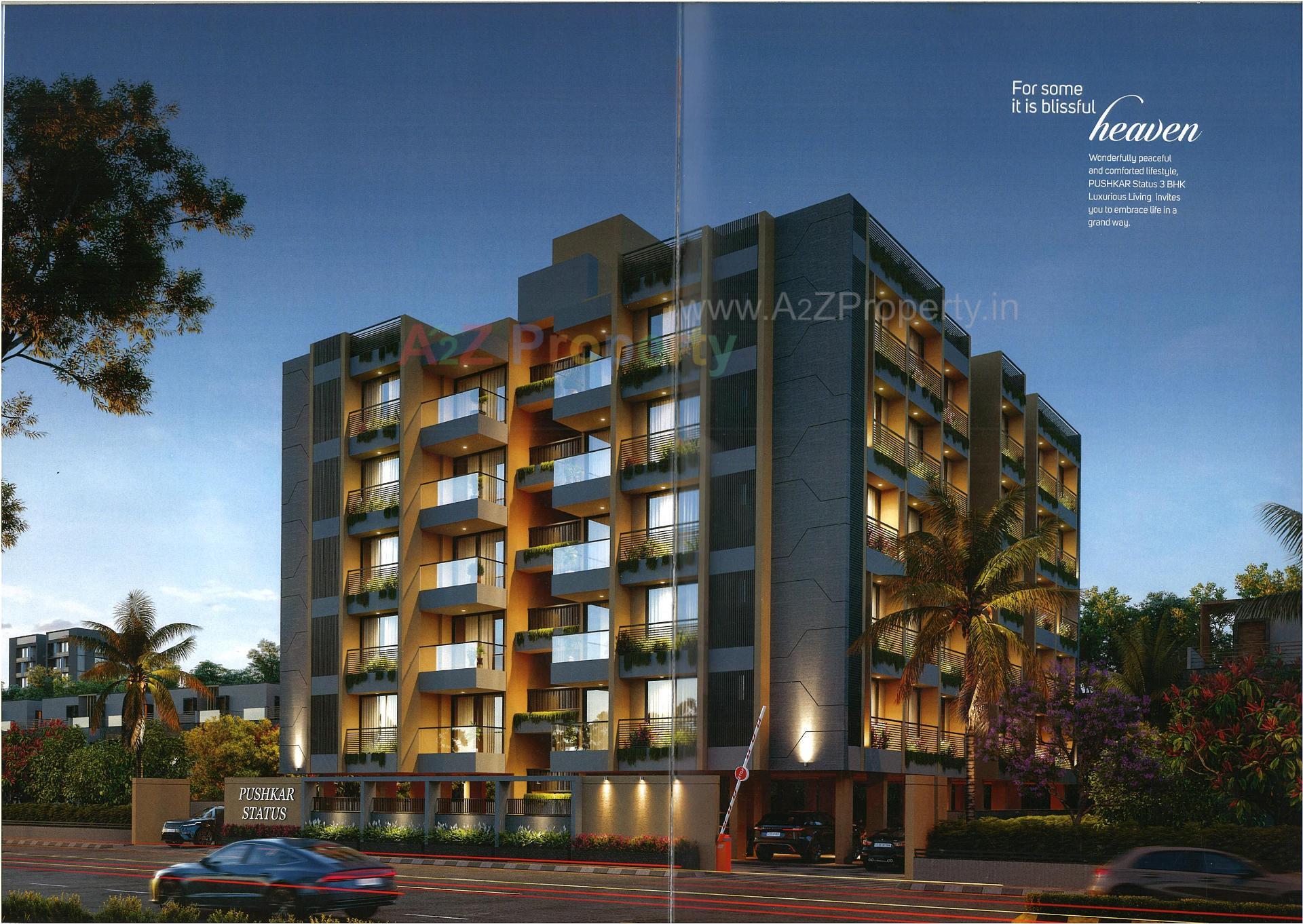 3D Elevation of real estate project Pushkar Status located at Isanpur, Ahmedabad, Gujarat