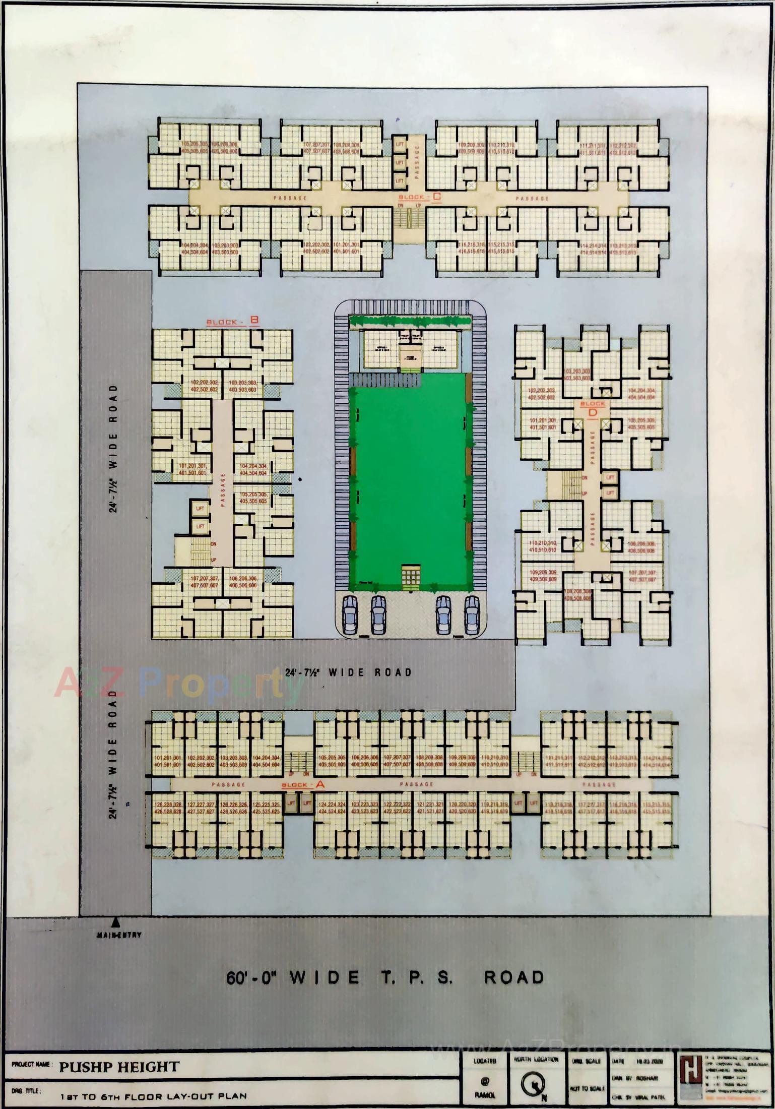 Layout of real estate project Pushp Heights located at Ramol, Ahmedabad, Gujarat