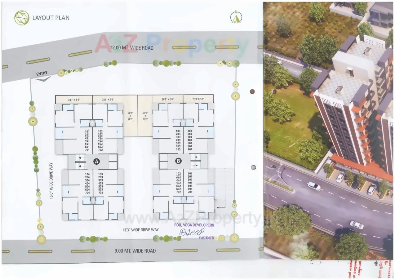 Layout of real estate project Pushpam Flora located at Chiloda, Ahmedabad, Gujarat