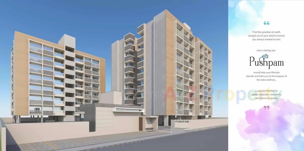 3D Elevation of real estate project Pushpam located at Thaltej, Ahmedabad, Gujarat