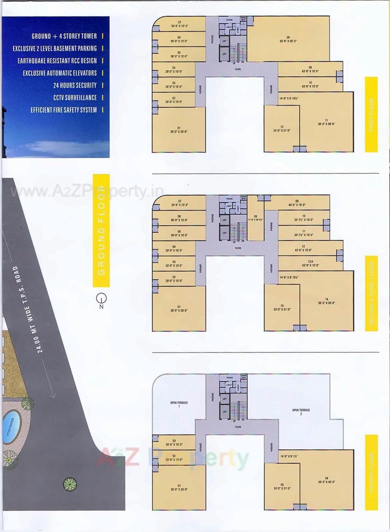 Layout of real estate project Pushpraj Arcade located at Bage-e-firdos, Ahmedabad, Gujarat