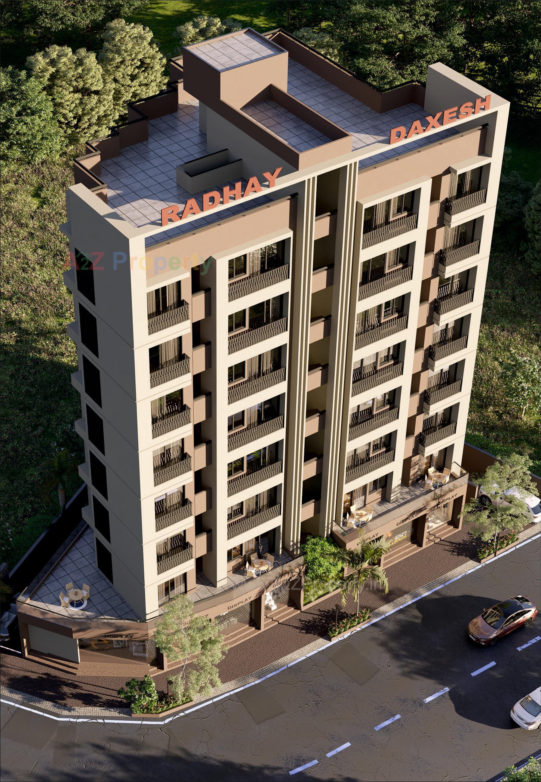 3D Elevation of real estate project Radhe Daxesh located at Khokhra-mahemdabad, Ahmedabad, Gujarat