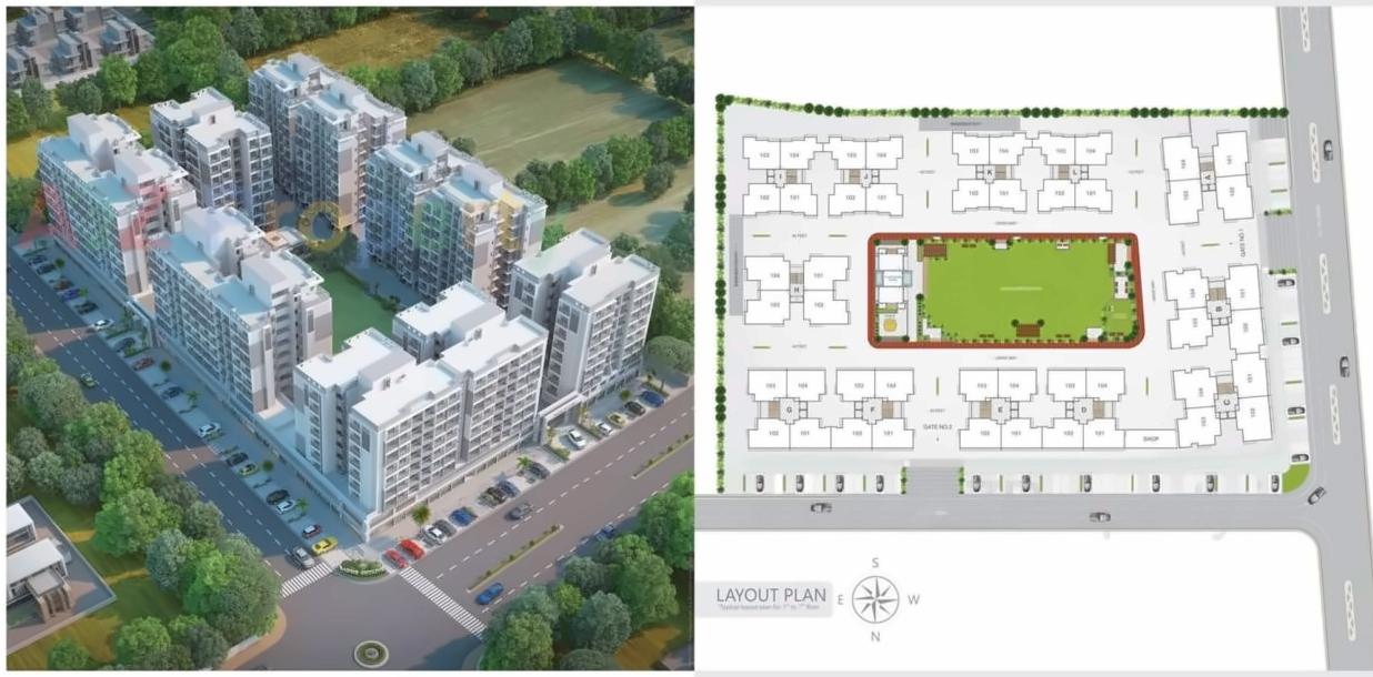Layout of real estate project Radhe Skyline located at Sanand, Ahmedabad, Gujarat