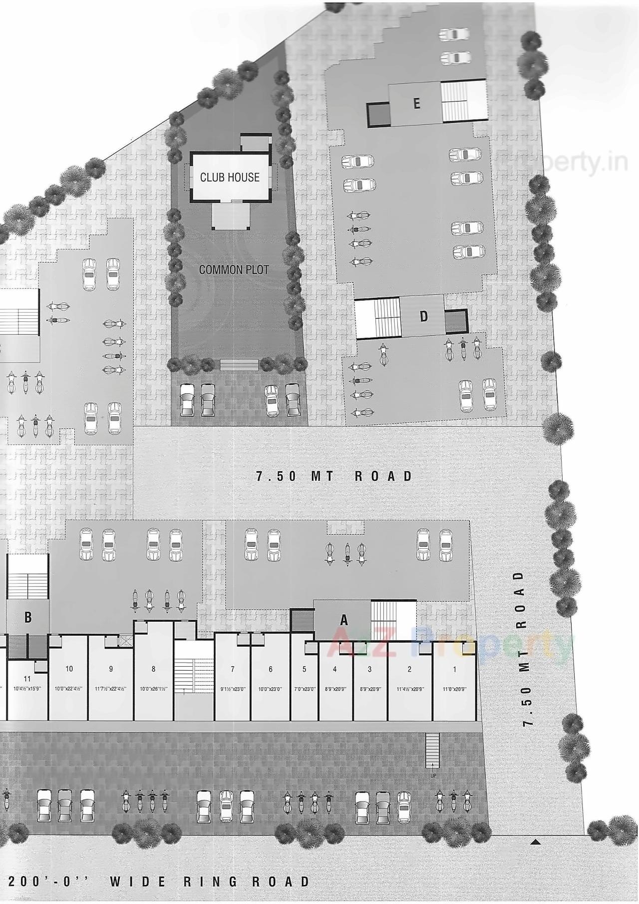 Layout of real estate project Radhey Heights located at Hathijan, Ahmedabad, Gujarat