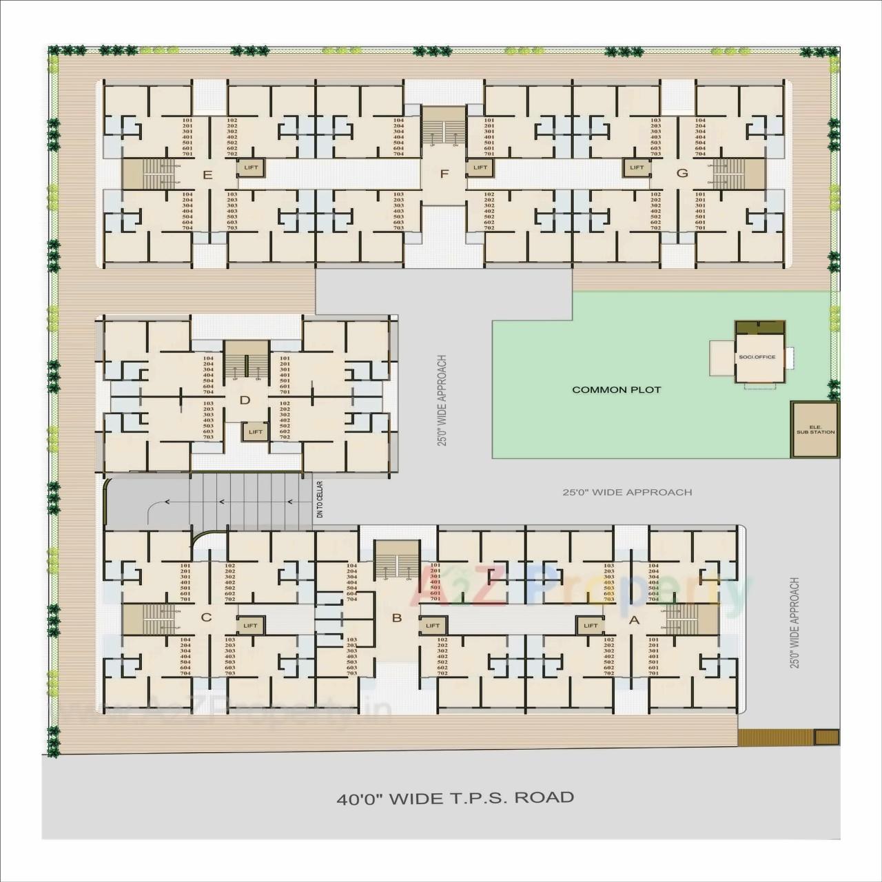 Layout of real estate project Radhey Infinity located at Vinzol, Ahmedabad, Gujarat