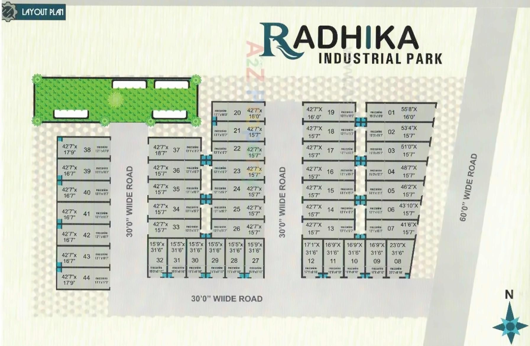 Layout of real estate project Radhika Industrial Park located at Singrva, Ahmedabad, Gujarat