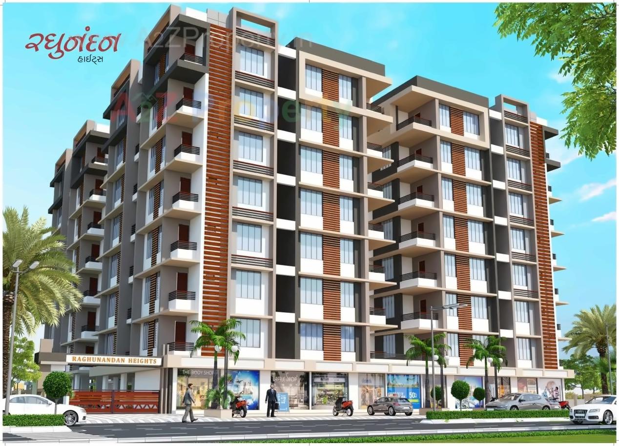 3D Elevation of real estate project Raghunandan Heights located at City, Ahmedabad, Gujarat