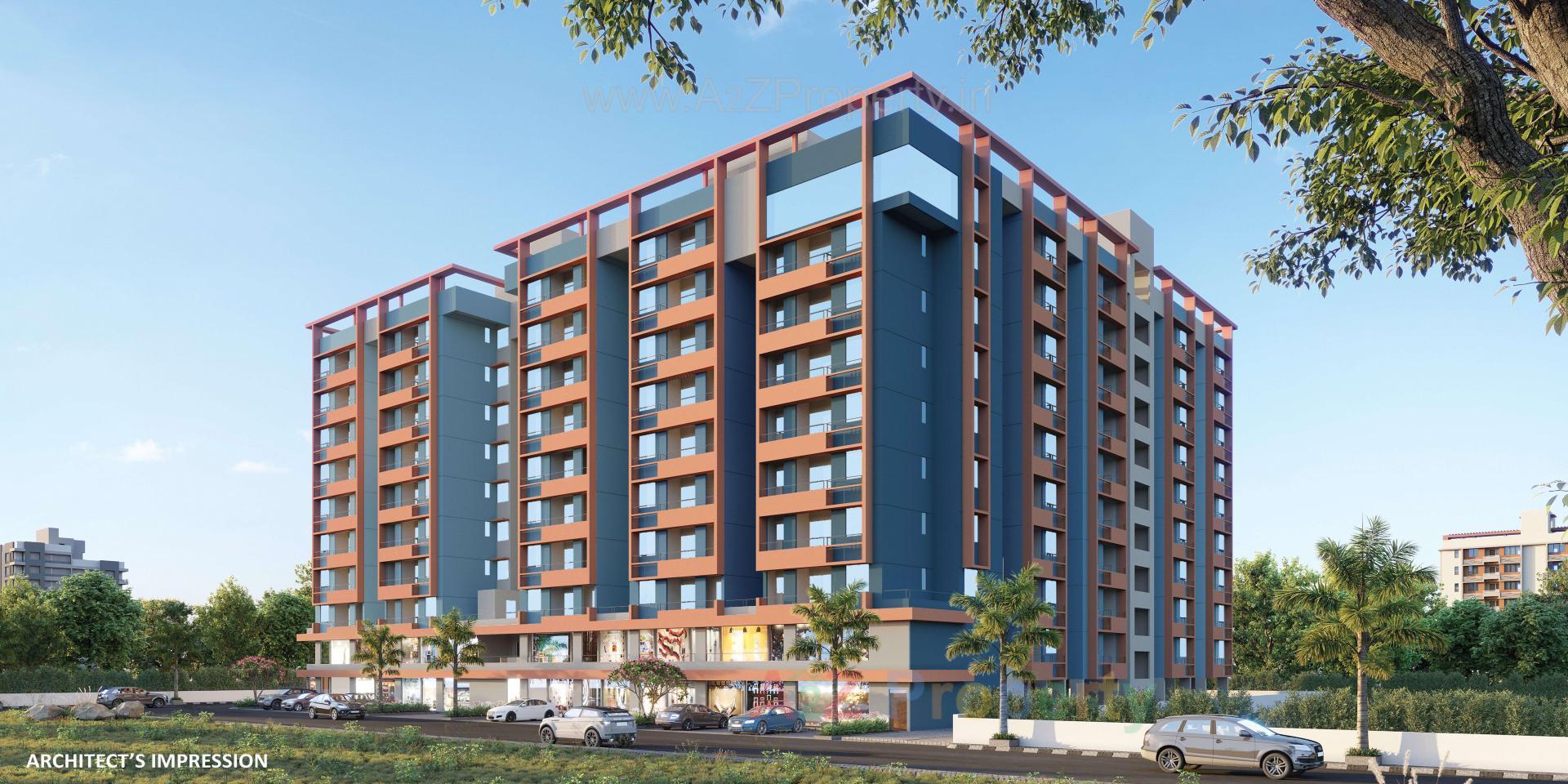 3D Elevation of real estate project Ralsi Rivera located at Ghuma, Ahmedabad, Gujarat