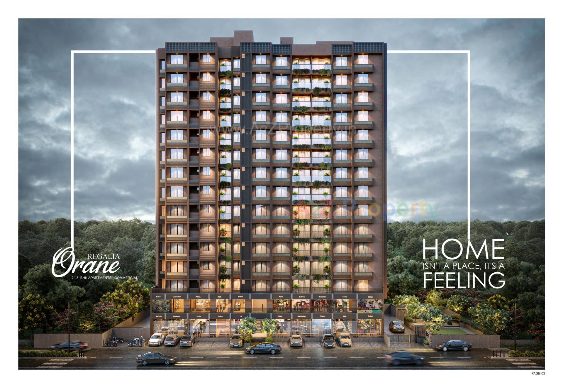 3D Elevation of real estate project Regalia Orane located at Ghuma, Ahmedabad, Gujarat