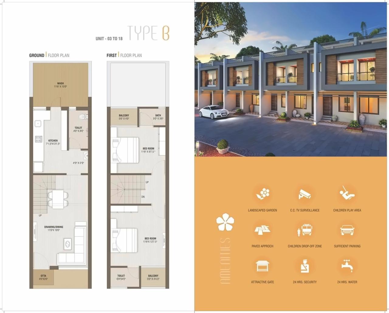 Layout of real estate project Riviera Greens Row House located at Sanand, Ahmedabad, Gujarat