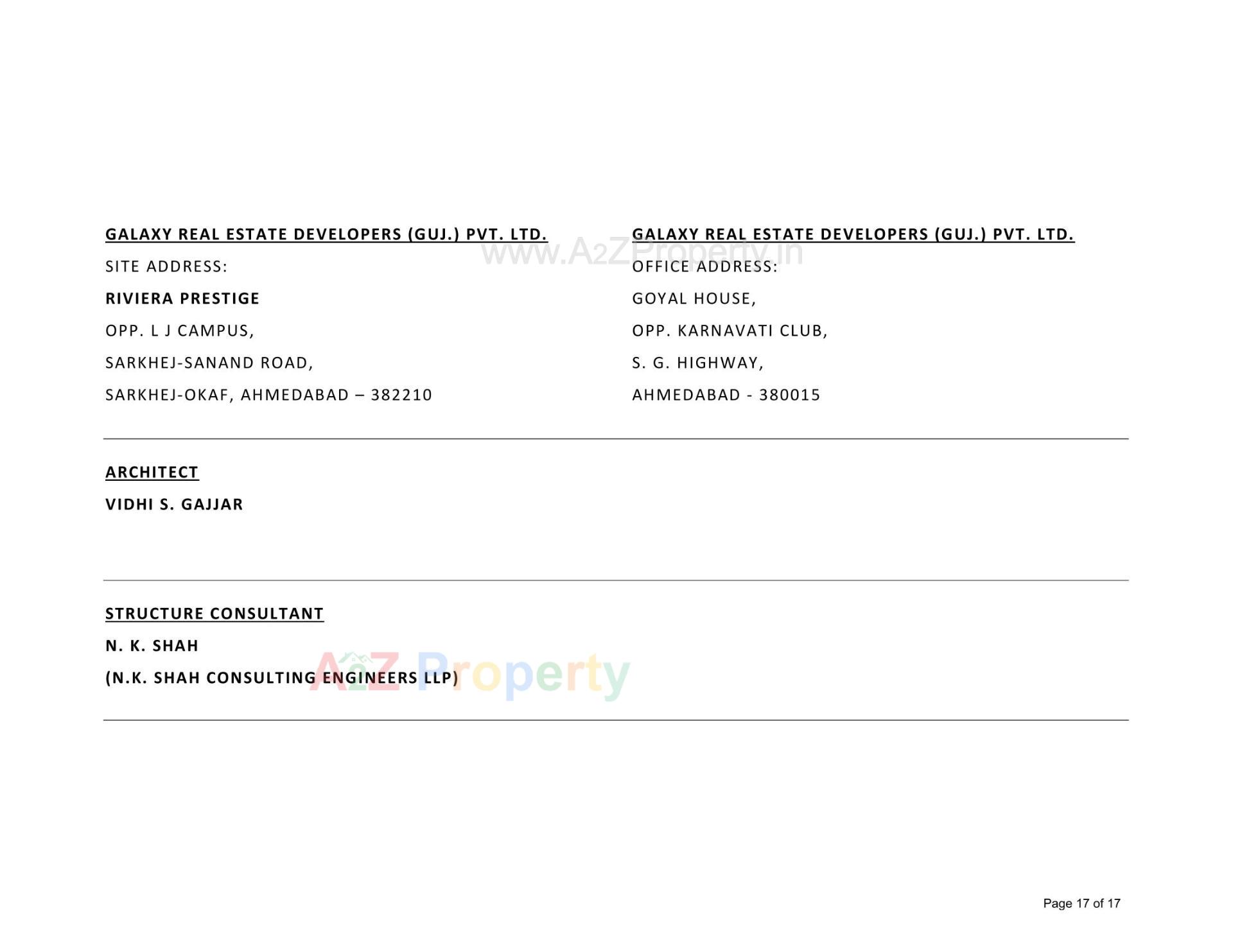  of real estate project Riviera Prestige located at Sarkhej, Ahmedabad, Gujarat