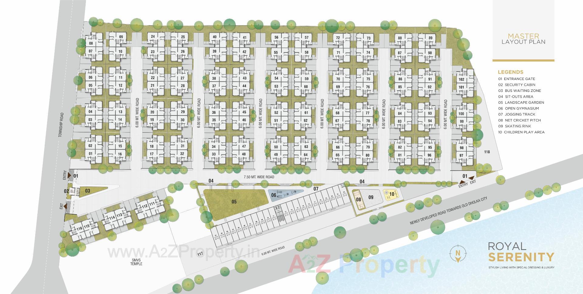 Layout of real estate project Royal Serenity located at Dholka, Ahmedabad, Gujarat