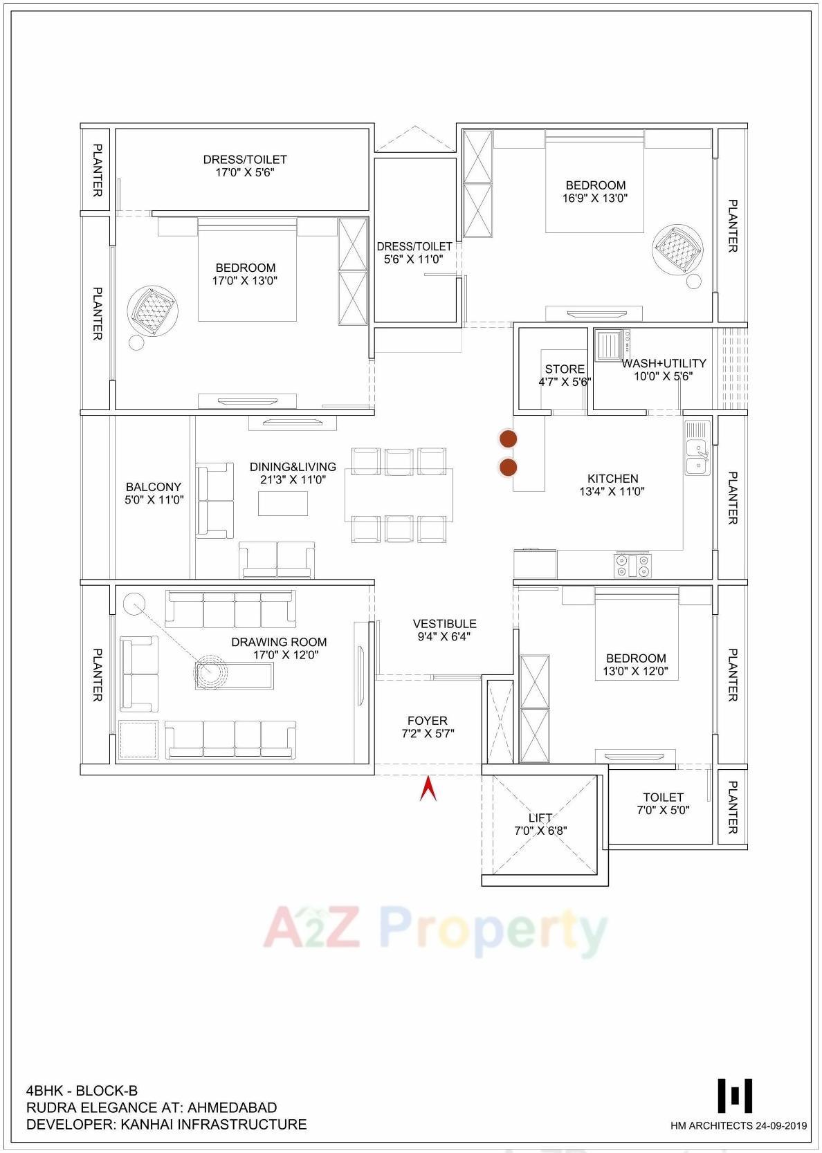 Layout of real estate project Rudra Elegance located at Bodakdev, Ahmedabad, Gujarat