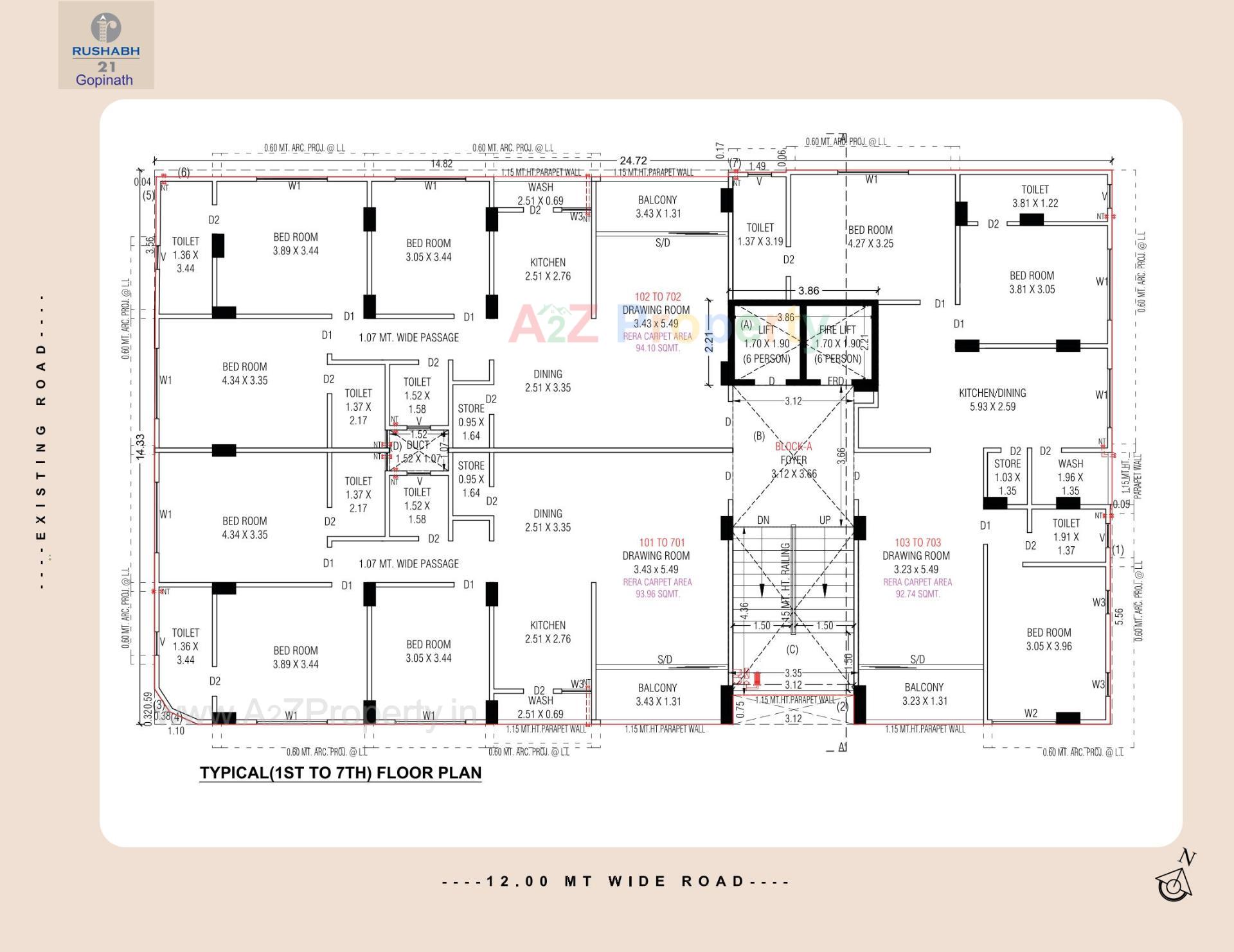 Layout of real estate project Rushabh 21 Gopinath located at Paldi, Ahmedabad, Gujarat