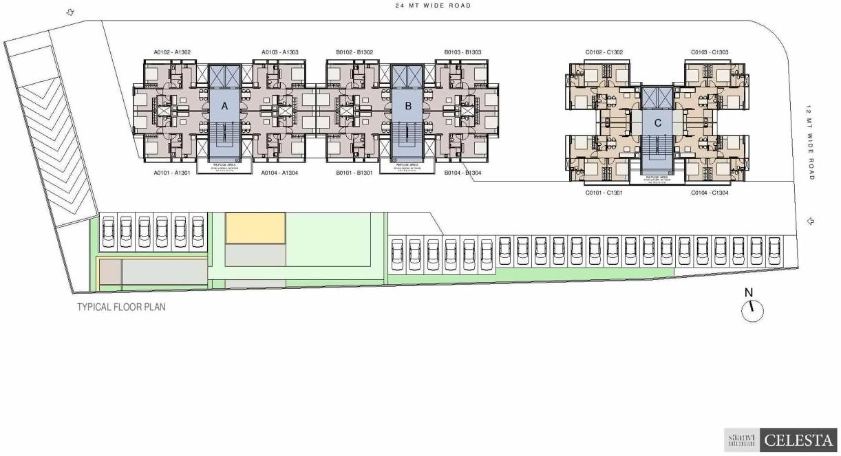 Layout of real estate project Saanvi Nirman Celesta located at Ghuma, Ahmedabad, Gujarat
