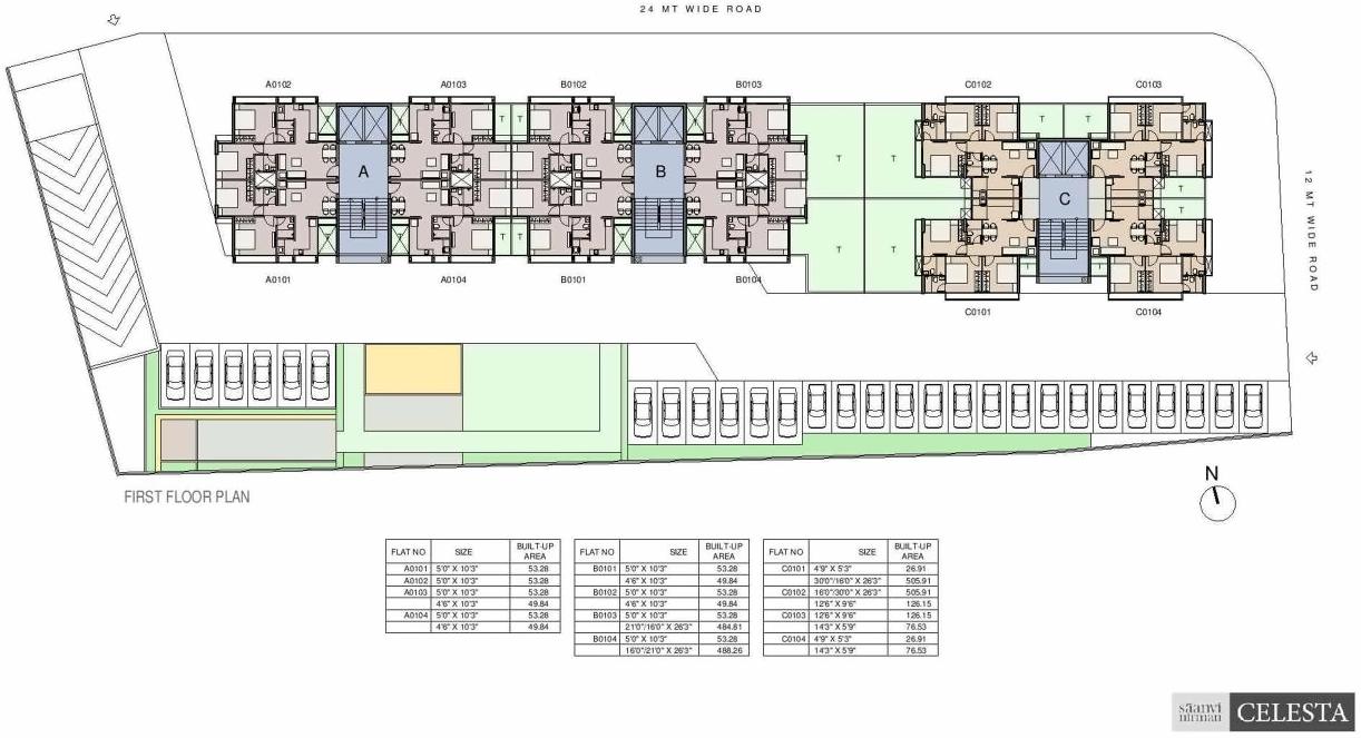 Layout of real estate project Saanvi Nirman Celesta located at Ghuma, Ahmedabad, Gujarat