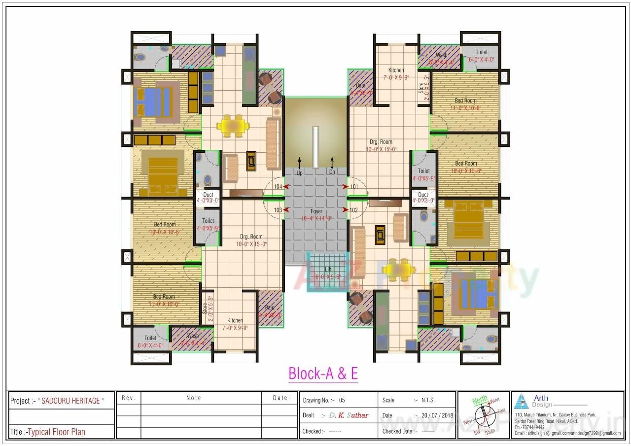 Layout of real estate project Sadguru Heritage located at Vinzol, Ahmedabad, Gujarat
