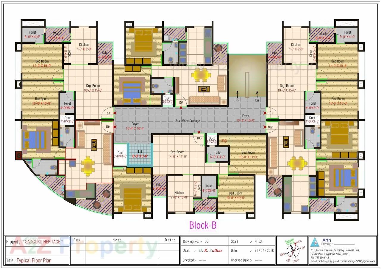 Layout of real estate project Sadguru Heritage located at Vinzol, Ahmedabad, Gujarat