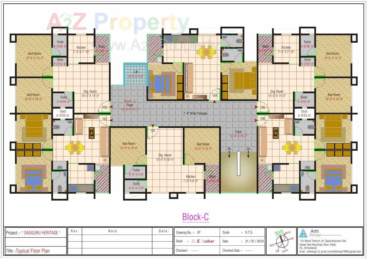 Layout of real estate project Sadguru Heritage located at Vinzol, Ahmedabad, Gujarat