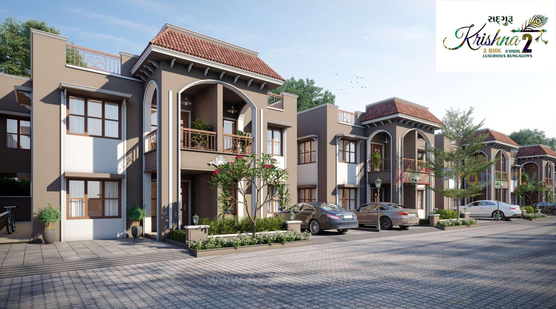 3D Elevation of real estate project Sadguru Krishna located at Vinzol, Ahmedabad, Gujarat