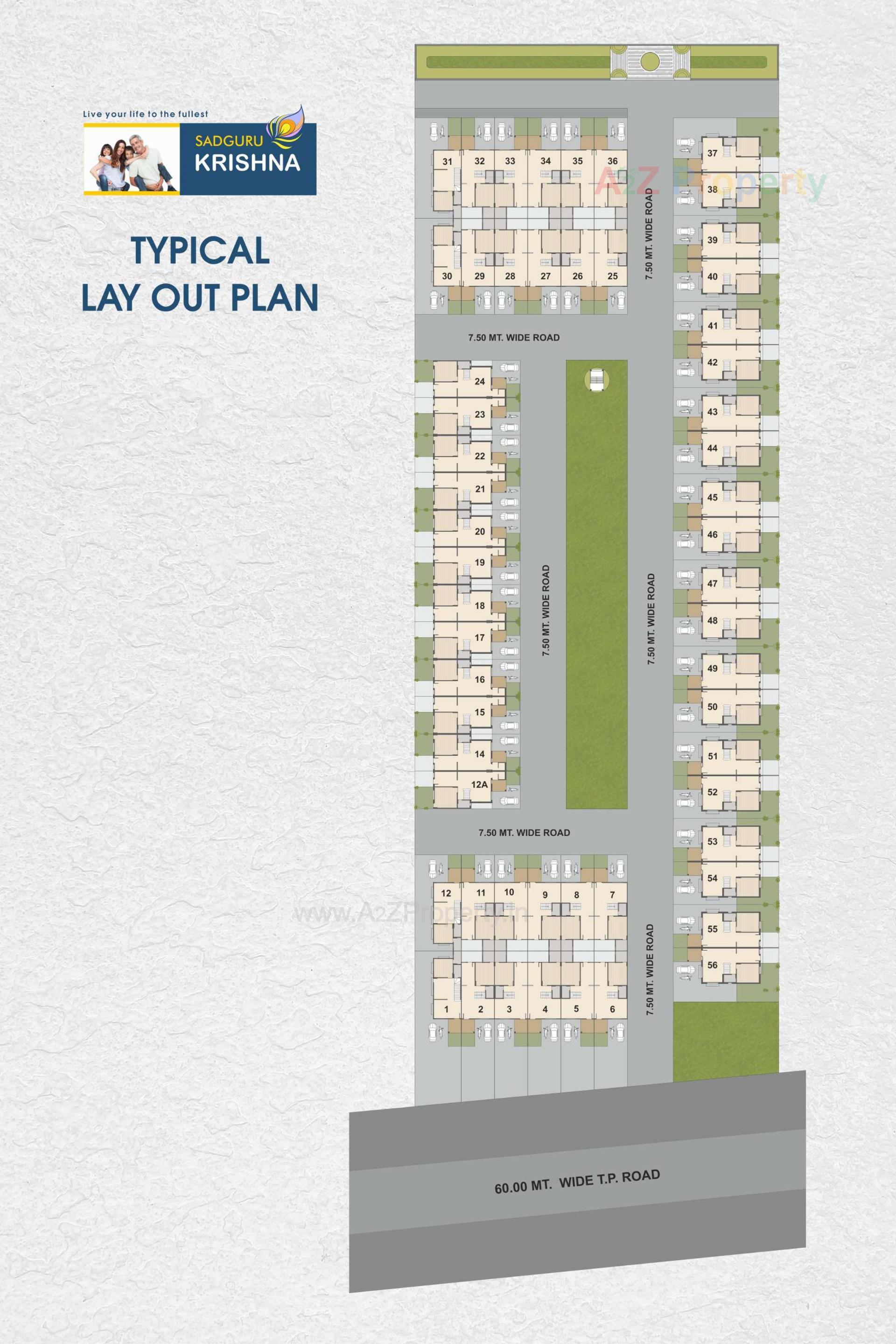 Layout of real estate project Sadguru Krishna Bunglows located at Hathijan, Ahmedabad, Gujarat