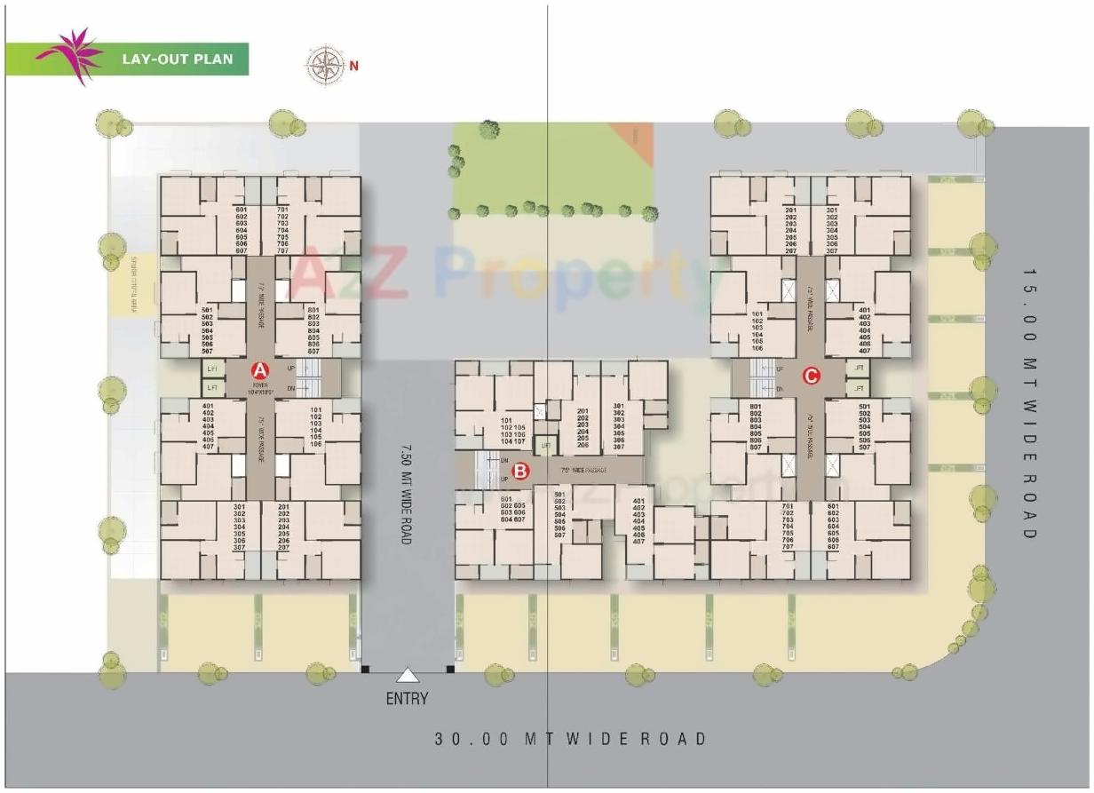 Layout of real estate project Sadguru Landmark located at Naroda, Ahmedabad, Gujarat