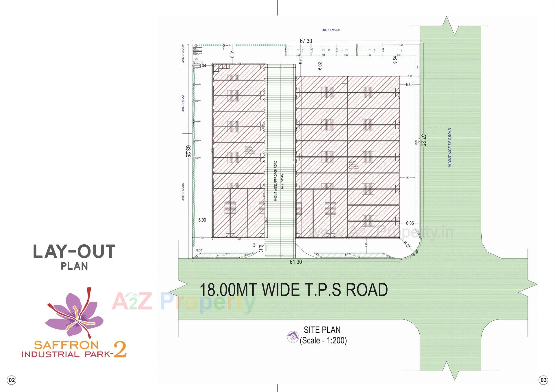 Layout of real estate project Saffron Industrial Park located at Bhuvaldi, Ahmedabad, Gujarat