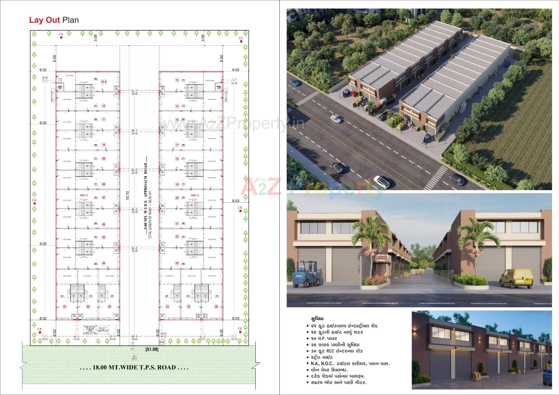 Layout of real estate project Saffron Industrial Park located at Bhuvaldi, Ahmedabad, Gujarat