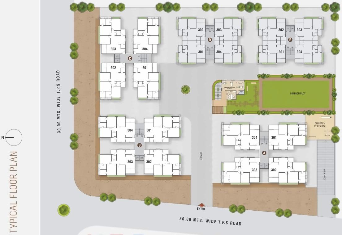 Layout of real estate project Sahaj Prime located at Gota, Ahmedabad, Gujarat