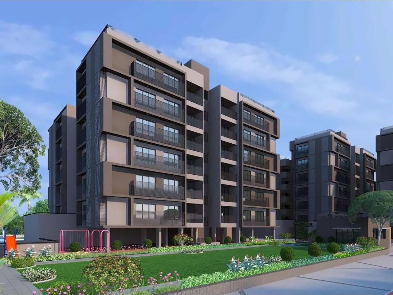 3D Elevation of real estate project Sahaj Prime located at Gota, Ahmedabad, Gujarat