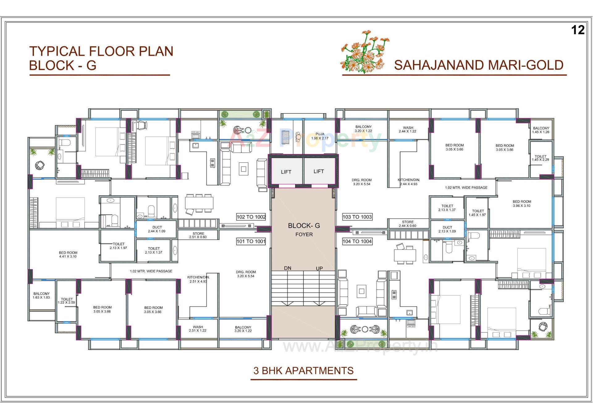 Layout of real estate project Sahajanand Marigold located at Chandkheda, Ahmedabad, Gujarat