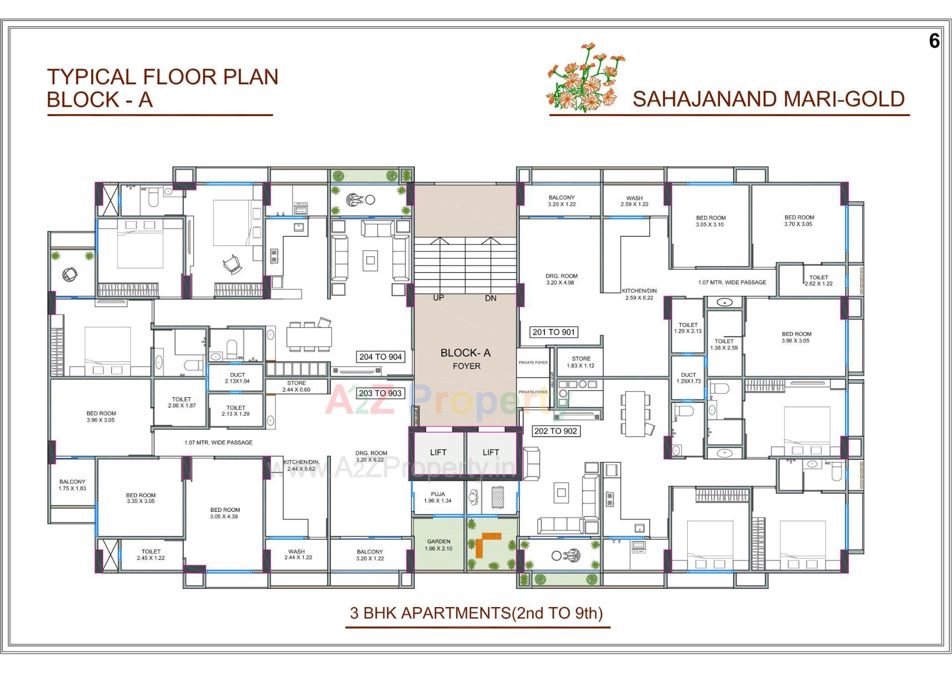 Layout of real estate project Sahajanand Marigold located at Chandkheda, Ahmedabad, Gujarat