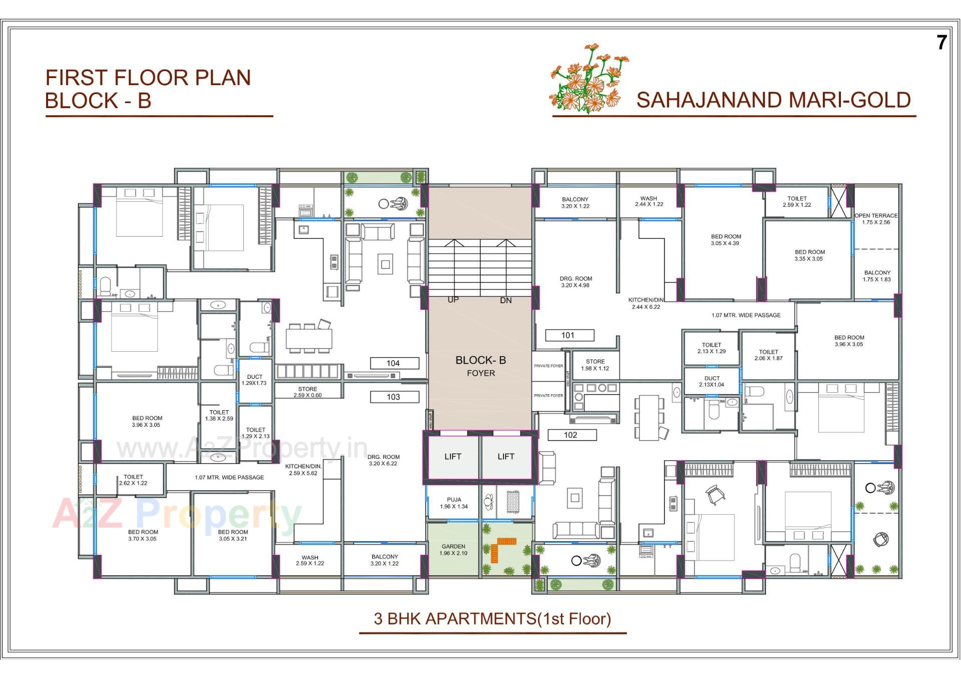 Layout of real estate project Sahajanand Marigold located at Chandkheda, Ahmedabad, Gujarat