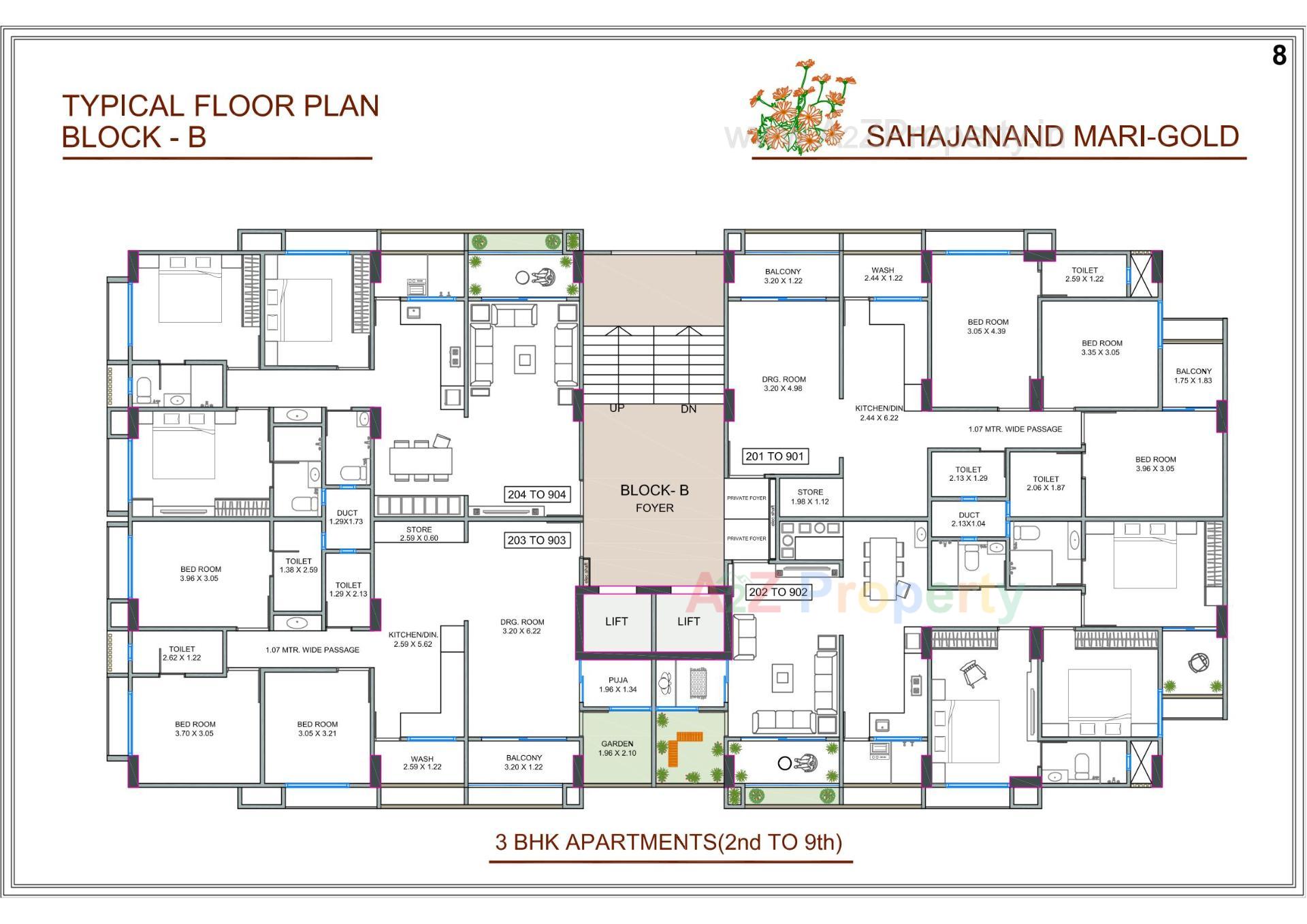 Layout of real estate project Sahajanand Marigold located at Chandkheda, Ahmedabad, Gujarat