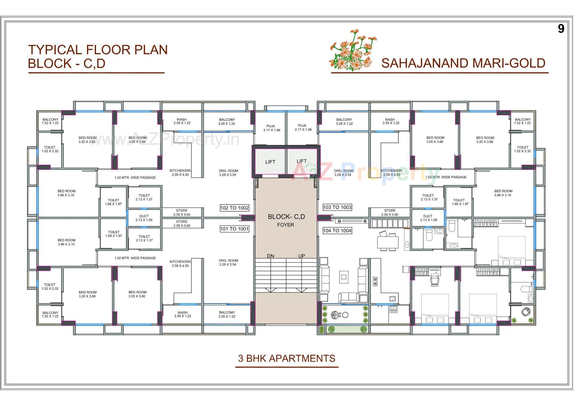 Layout of real estate project Sahajanand Marigold located at Chandkheda, Ahmedabad, Gujarat