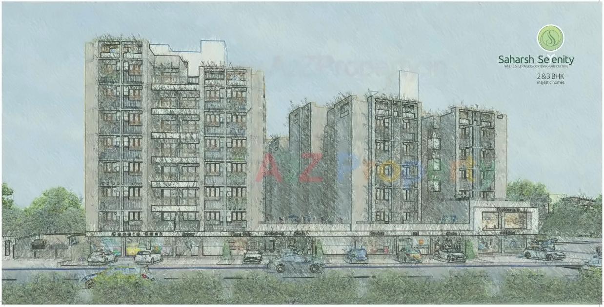 3D Elevation of real estate project Saharsh Serenity located at Gota, Ahmedabad, Gujarat