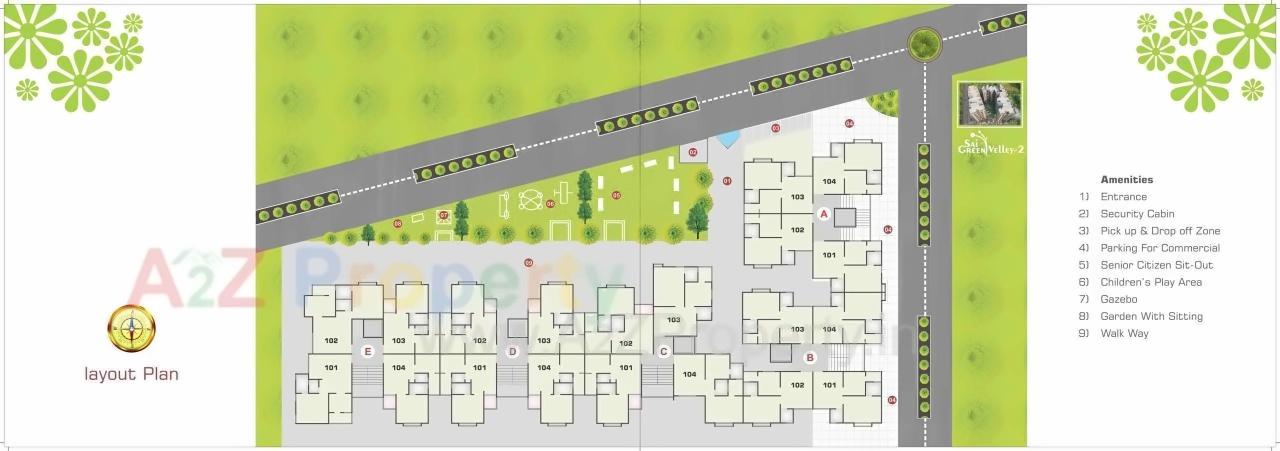 Layout of real estate project Sai Green Valley located at Ghuma, Ahmedabad, Gujarat