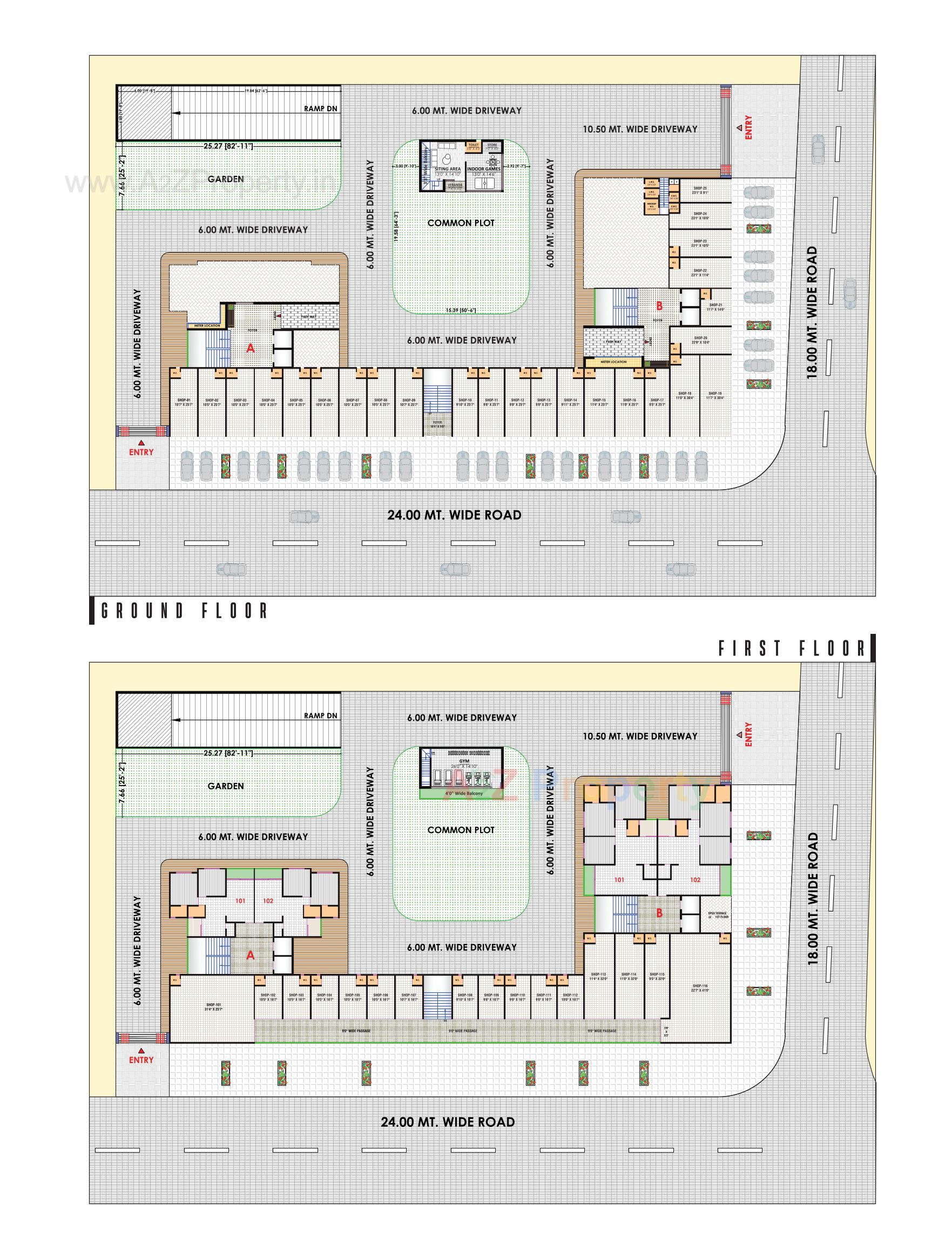 Layout of real estate project Saket Towers located at Nikol, Ahmedabad, Gujarat