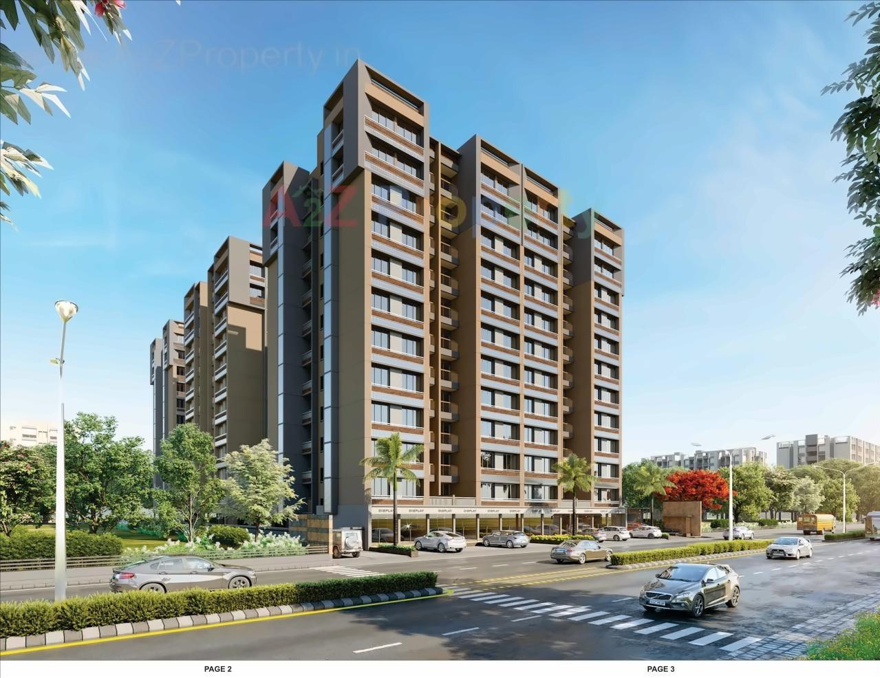3D Elevation of real estate project Samanvay Skyview located at Tragad, Ahmedabad, Gujarat