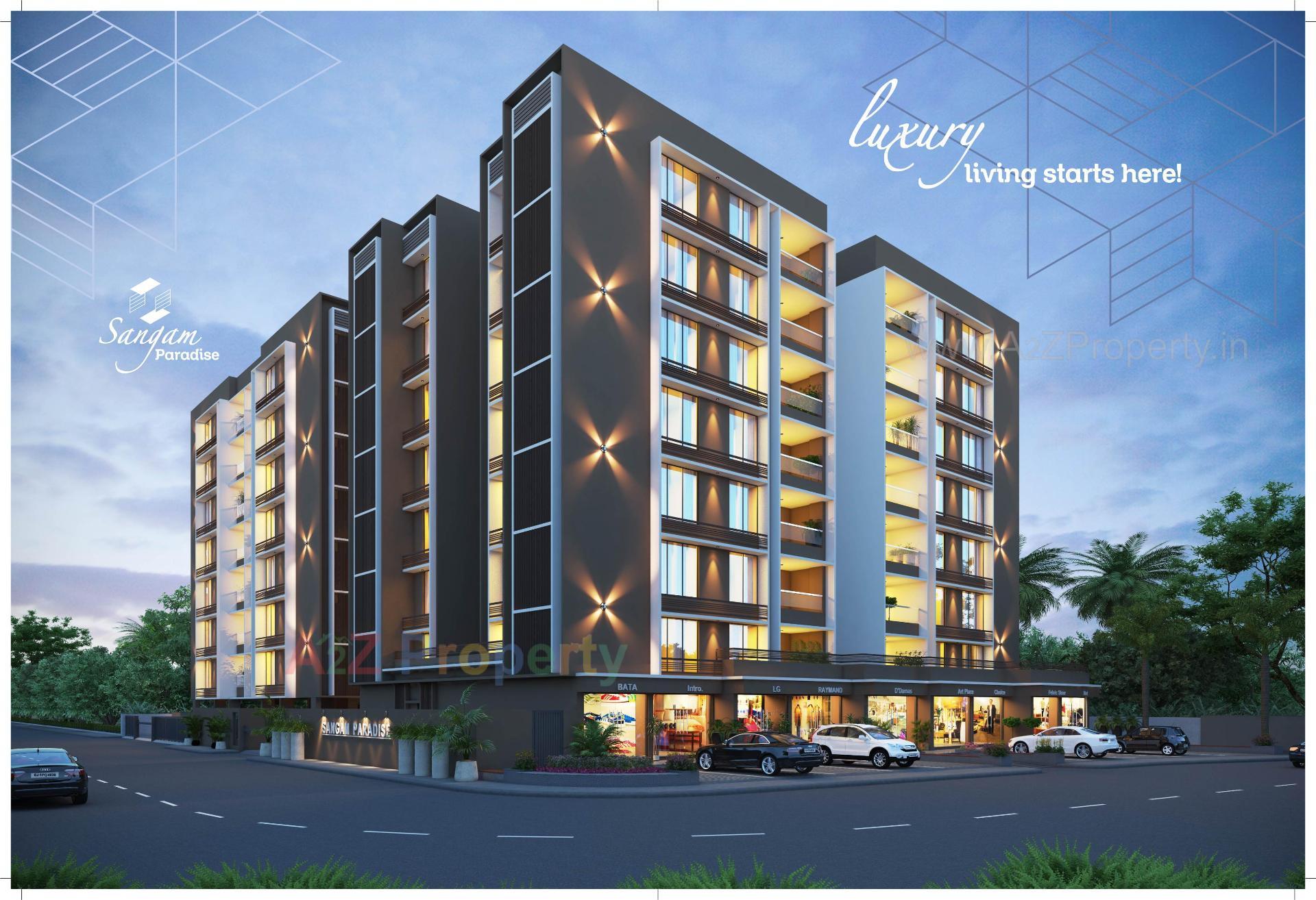 3D Elevation of real estate project Sangam Paradise located at Vadaj, Ahmedabad, Gujarat