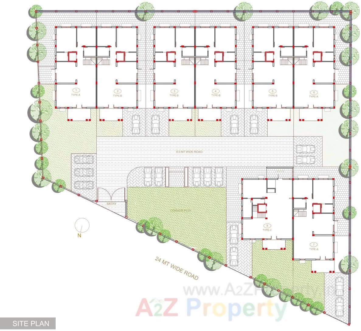 Layout of real estate project Sangath Palace located at Chandkheda, Ahmedabad, Gujarat
