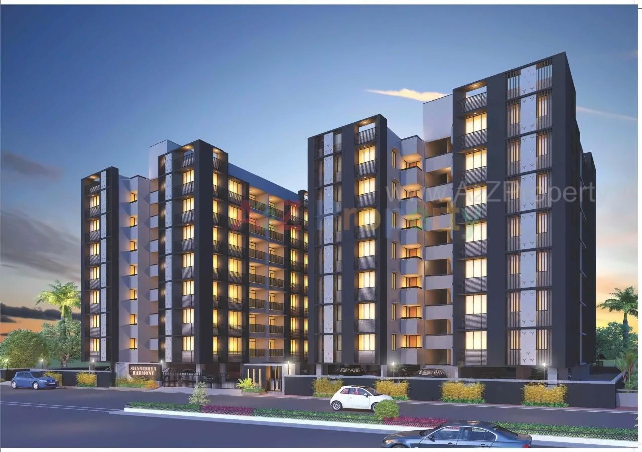3D Elevation of real estate project Sanidhya Harmony located at Makarba, Ahmedabad, Gujarat