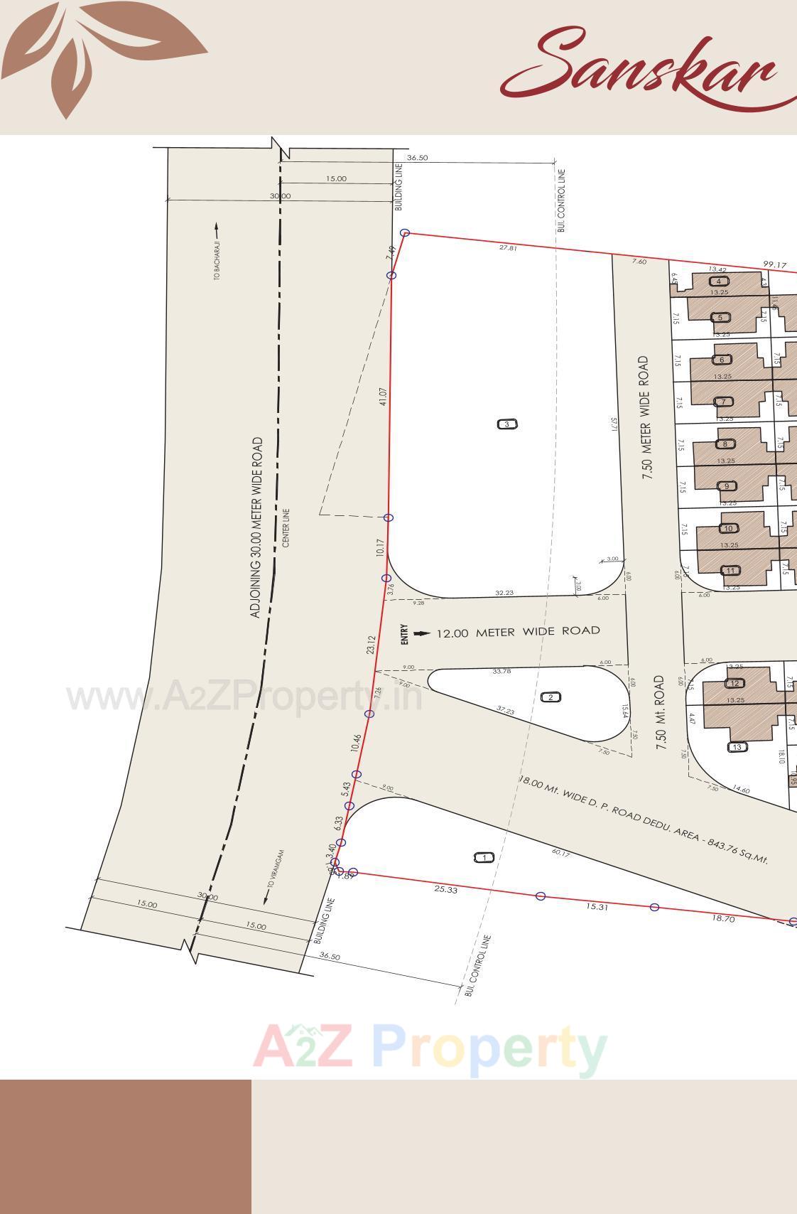 Layout of real estate project Sanskar Bungalows located at Viramgam, Ahmedabad, Gujarat
