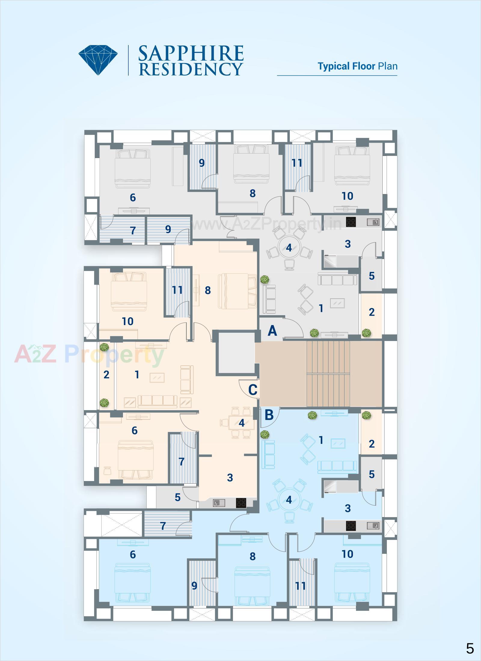 Layout of real estate project Sapphire Residency located at Paldi, Ahmedabad, Gujarat