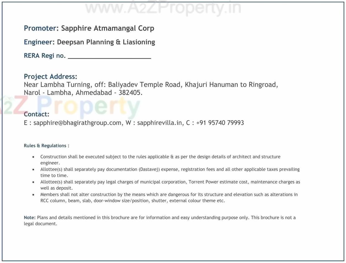  of real estate project Sapphire Villa located at Lambha, Ahmedabad, Gujarat