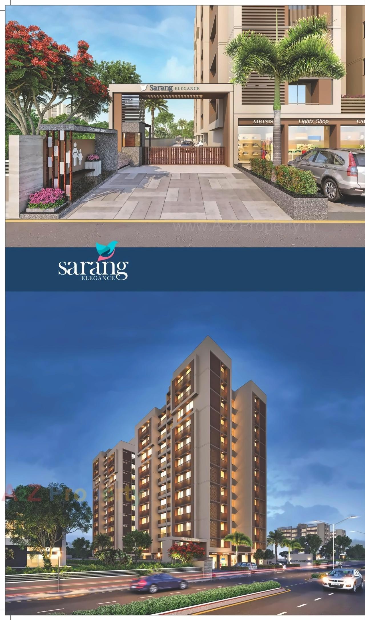 3D Elevation of real estate project Sarang Elegance located at Khoraj, Ahmedabad, Gujarat
