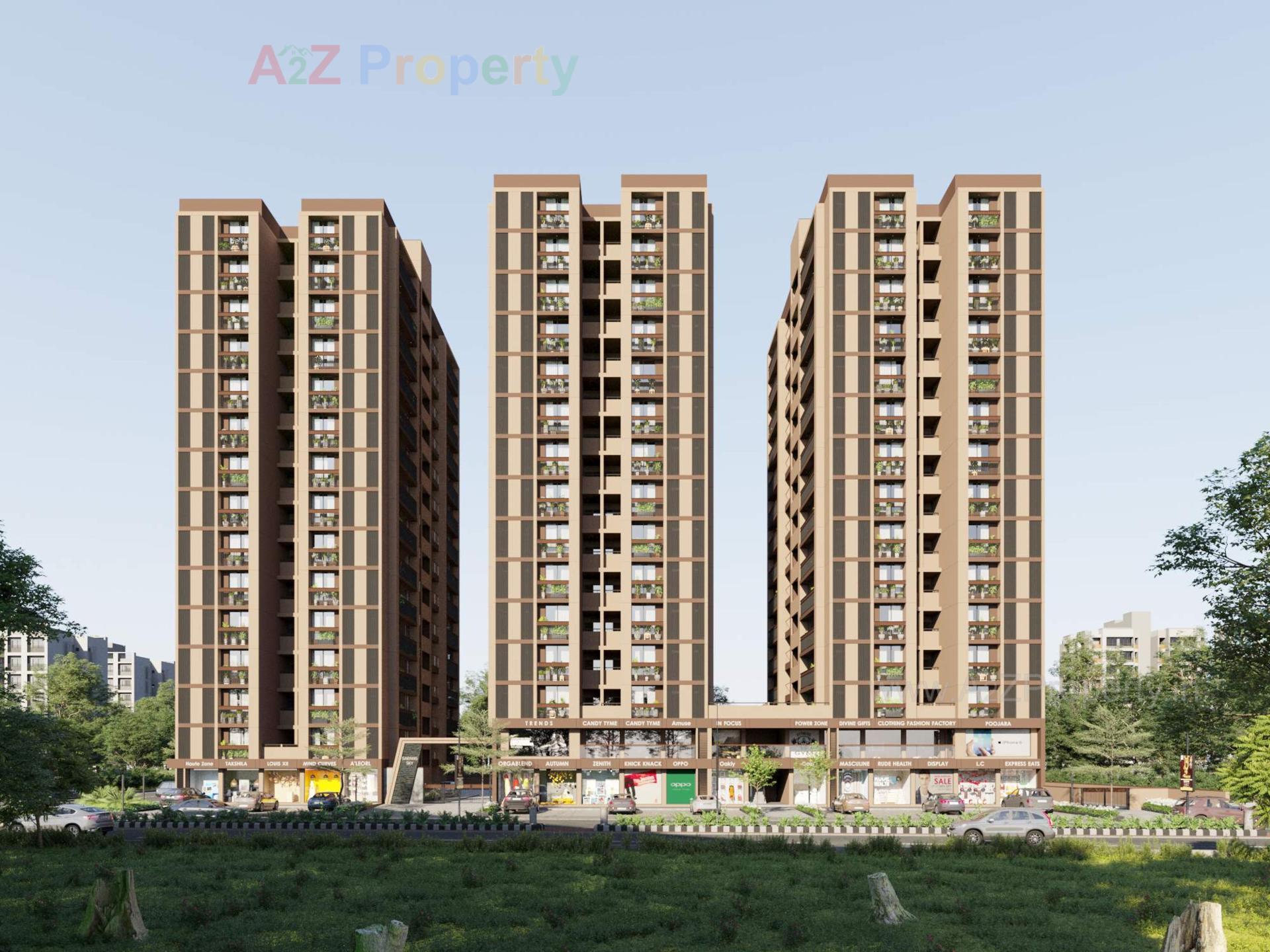3D Elevation of real estate project Sarang Sky located at Khodiyar, Ahmedabad, Gujarat