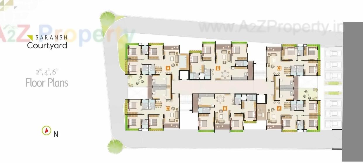 Layout of real estate project Saransh Courtyard located at Vasna, Ahmedabad, Gujarat