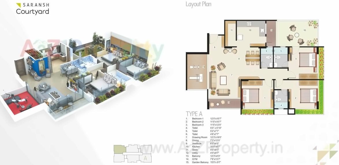 Layout of real estate project Saransh Courtyard located at Vasna, Ahmedabad, Gujarat